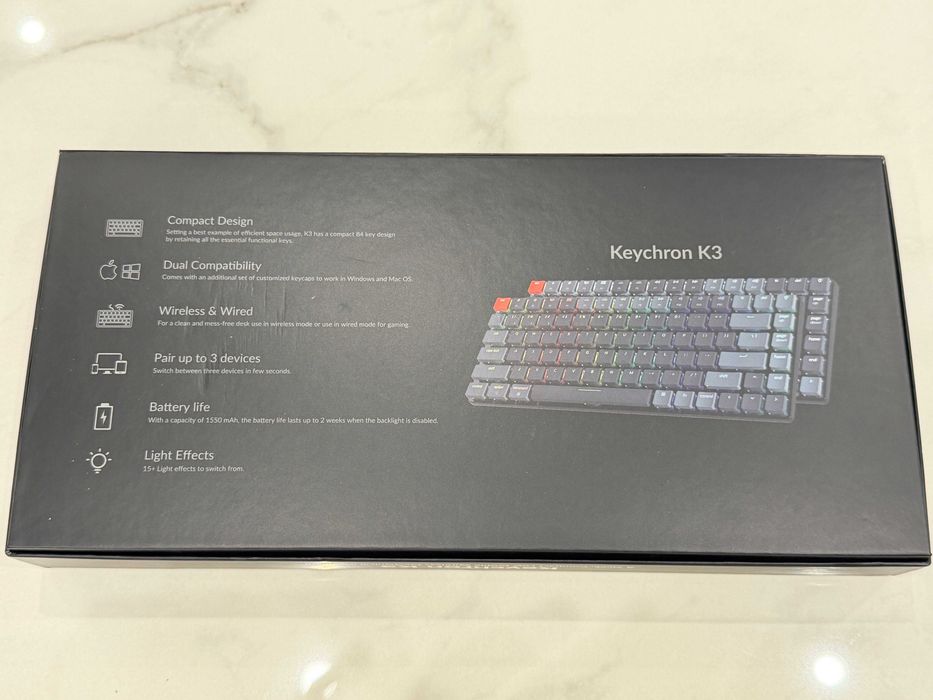 Keychron K3 (K3E1) гейминг механична клавиатура с нисък профил (Bluetooth/кабел)