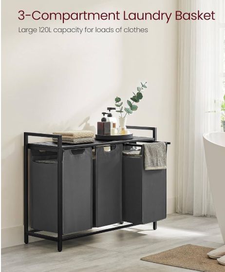 Кош за пране с рафт VASAGLE