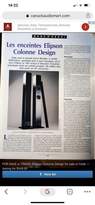 Boxe Elipson aniversare Coloane Elipson Colonne Design 120w