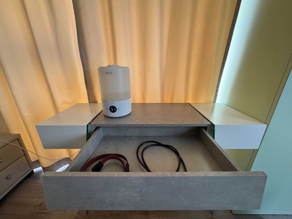 Masuta de toaleta 120 x 40 cm alb cu gri picioare sticla NOUA