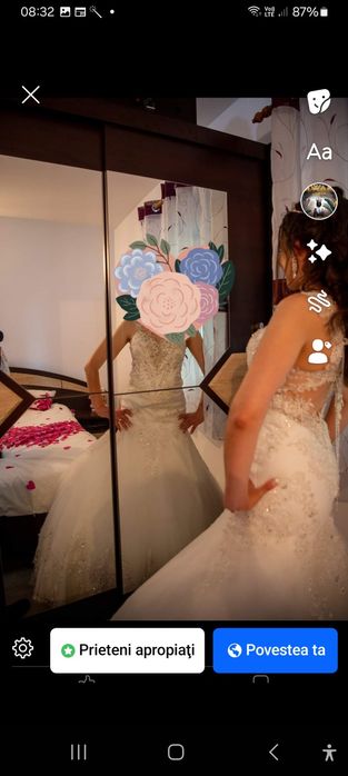 Rochie mireasa sirenă  designer 38-42 cu trena