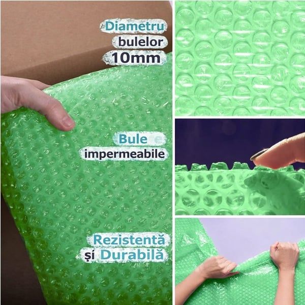 Folie cu bule de aer mici 10 mp, DEPOX®, verde