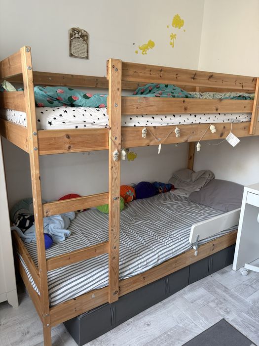 Pat etajat ikea si Cadru, alb, 99x44x94 cm