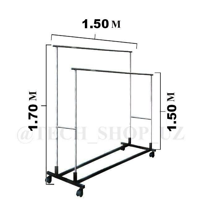 Доставка.Вешалка двойная гардеробная напольная на колесах гардероб g4