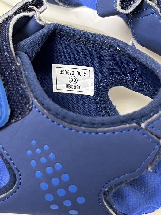 Sandale de piele ecologica cu velcro Jumangap, Albastru inchis, 33 EU