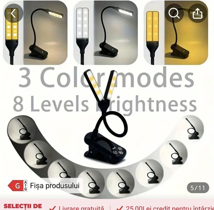 Lampă pentru citit super luminoasă 14 leduri