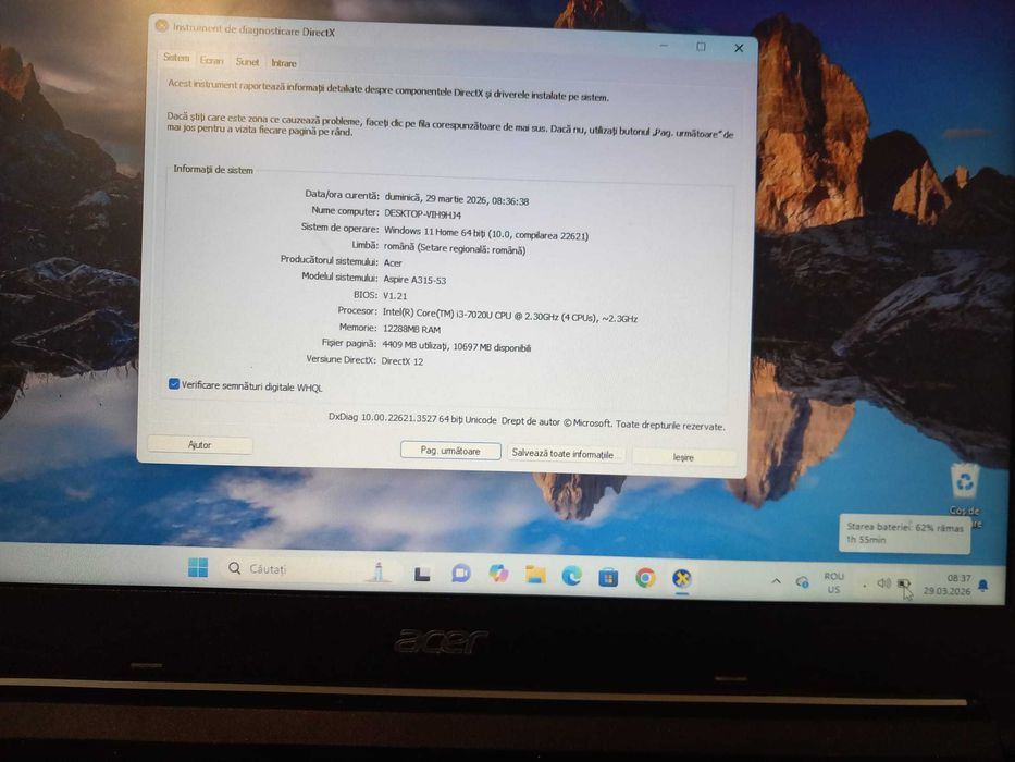 Vand Laptop Acer Aspire i3 windows 11