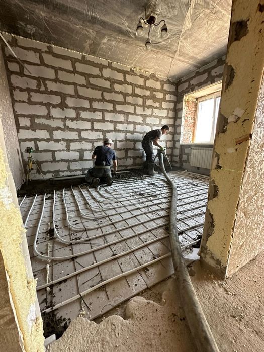 Стяжка полусухая, стяжка для склада.