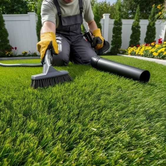 Покос травы триммером