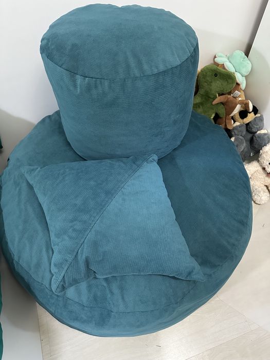 Set perna fotoliu, perna picioare si perna decorativa roz si verde