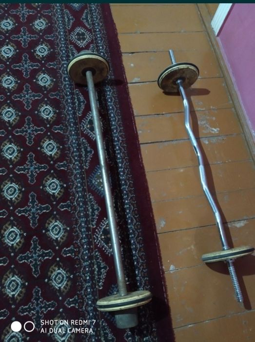 Штанга с прямым и Z грифом и блинами