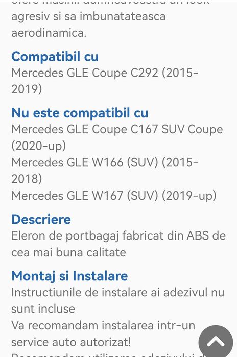Eleron portbagaj Mercedes Benz Gle
