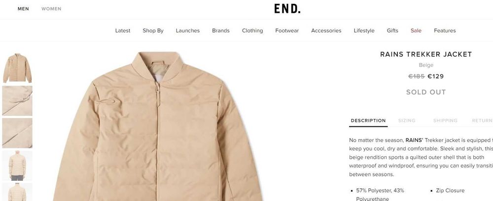 Geaca jacheta bomber M L XL premium RAINS Noua camel