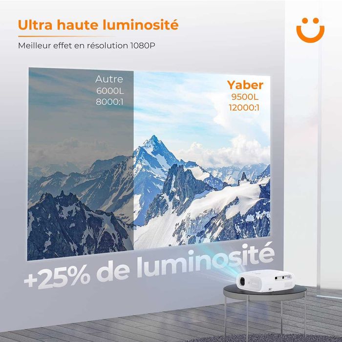 Videoproiector Yaber PRO V7, 9500 lumeni, 5G WiFi Bluetooth 4K