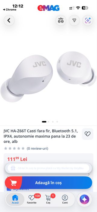 Casti wireless fara fir bluetooth jvc noi sigilate water proof bass