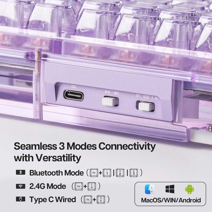 Геймърска механична клавиатура KiiBoom Phantom 81 V2 прозрачна RGB