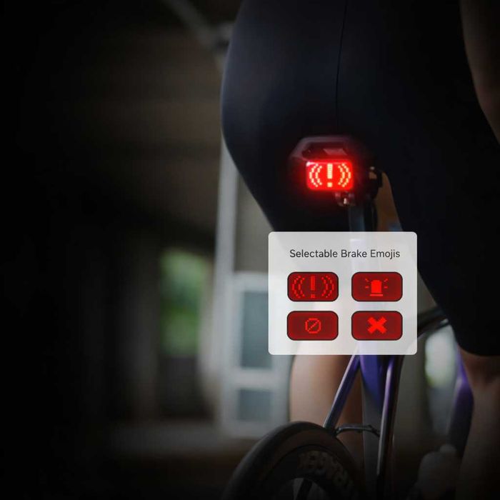 Задна SMART EMOJI LED стоп светлина за велосипед IGPSPORT ET6, USB-C, IPX7, Bluetooth