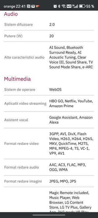 TV LG Ultra HD 108 cm