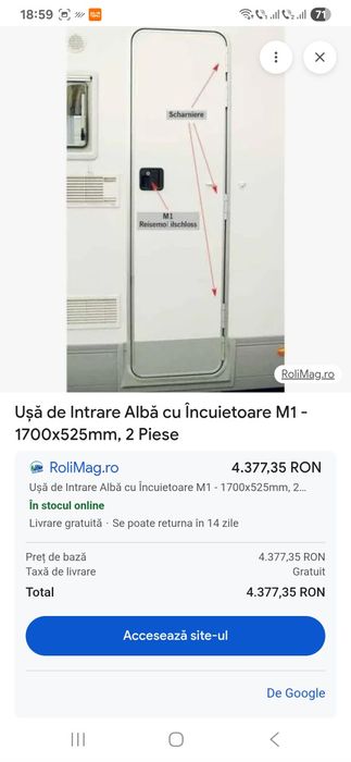 Ușa rulotă cu tot cu ială 1000lei fix