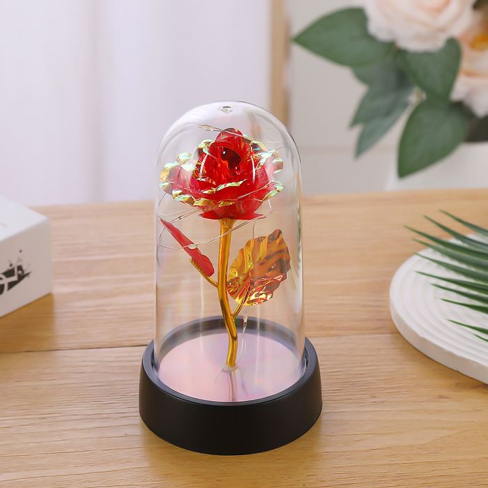 Светильник роза в колбе