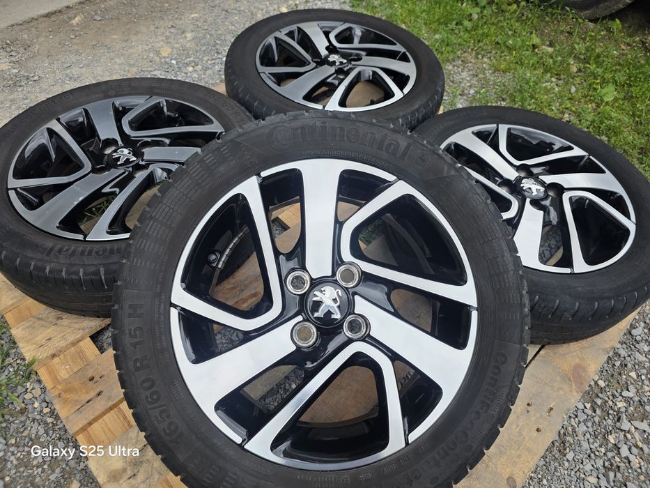 Лети джанти 15ки 4х100 Peugeot, Toyota + летни гуми 165/60/15 Continental