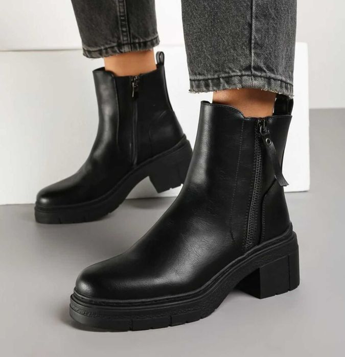 Botine Negre Dama, masura 38 (standard), toc 4cm