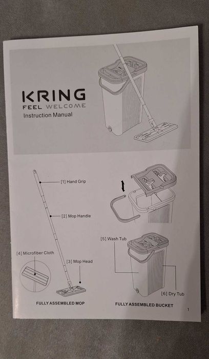 Set de curatenie Kring New Clear, 7.5L, galeata doua compartimente