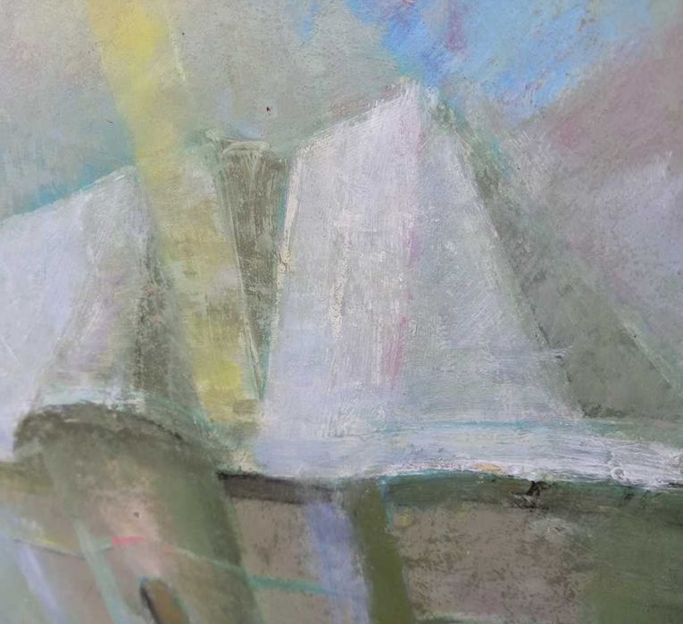 Tablou vechi - biserica - semnat Bernea