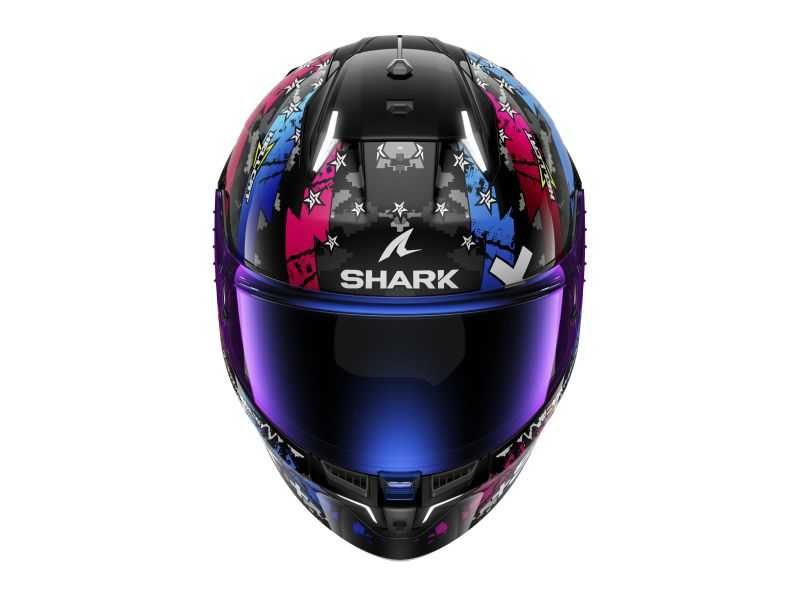 Мото каска SHARK SKWAL i3 Hellcat Black White Blue ,очила,Led светлини