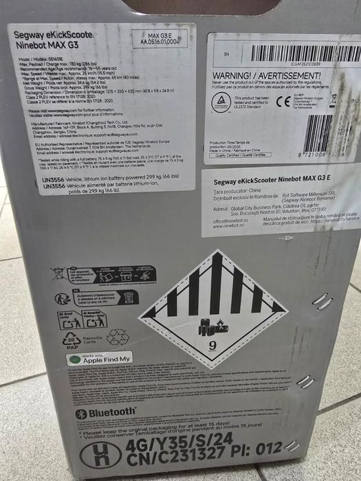 Trotineta electrica Segway Ninebot MAX G3, 500W, 75km, 11", -P-