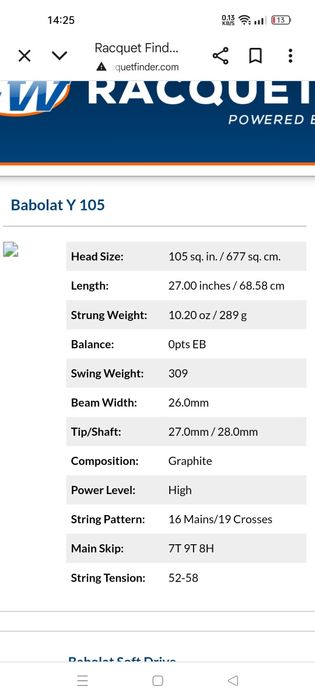 Racheta tenis Babolat Y 105!