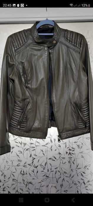 Geacă din piele naturală, moale,kaki