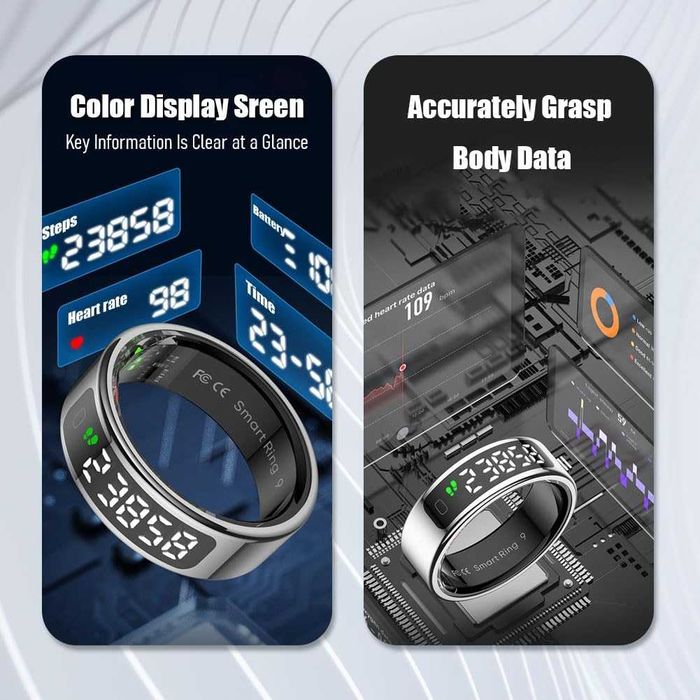 Умен пръстен за фитнес тракер, размер 8, цвят - розово злато