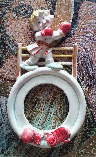 Mini-ramă foto vintage din ceramică, anii 80