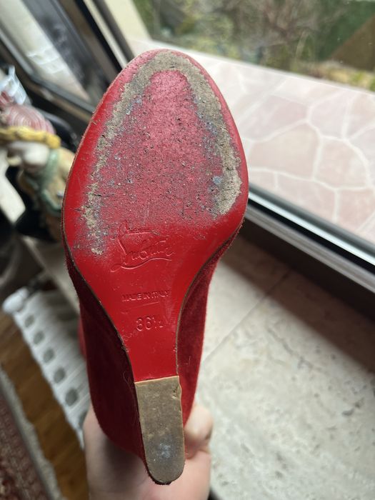 Cisme Christian Louboutin - 36,5 - piele întoarsă, roșu - ca noi