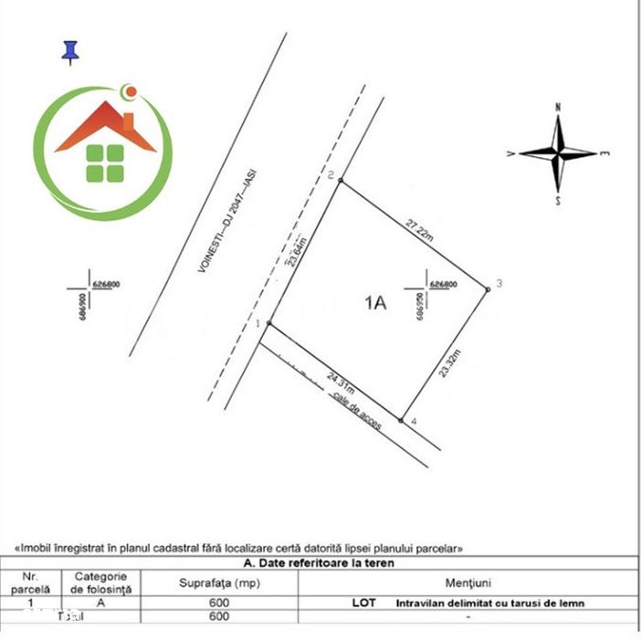 Teren intravilan 600mp, Miroslava - Vorovesti