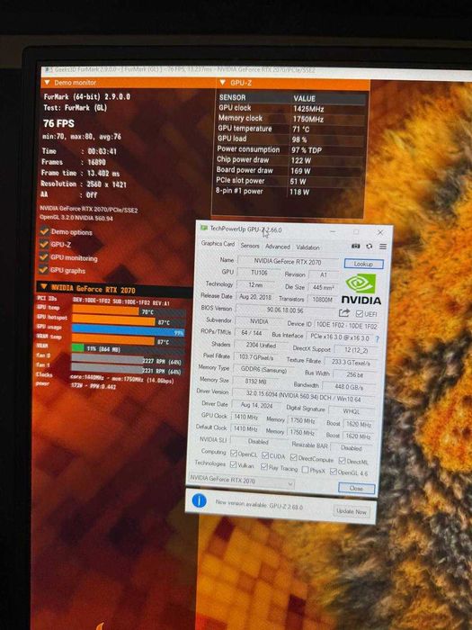 RTX 2070 8 GB - 256 BIT  (EMTEK) Holati ideal alo darajada