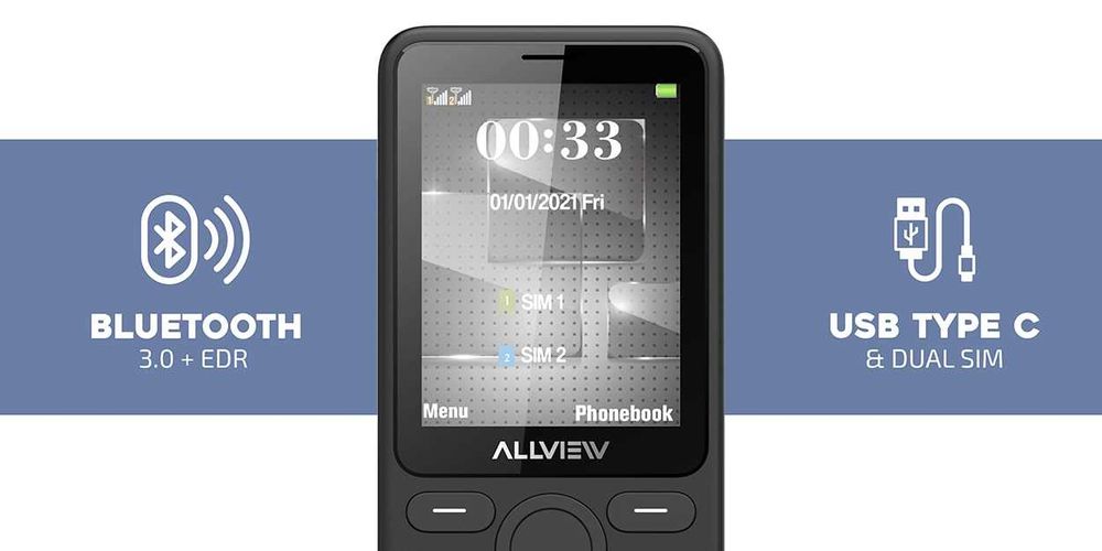 Telefon mobil Allview M30 Luna NOU SIGILAT Dual SIM USB-C microSD Bluetooth mp3 player camera 1.3MP ecran mare 2.8 inch