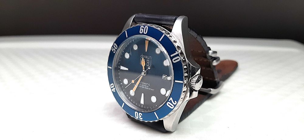 Часовник Cerruti Manarola автоматичен с датник в син цвят