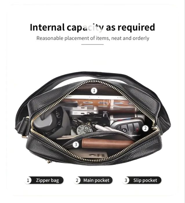 Мъжка луксозна кожена чанта Montreal*/Черна естест. кожа -10%Промоция!