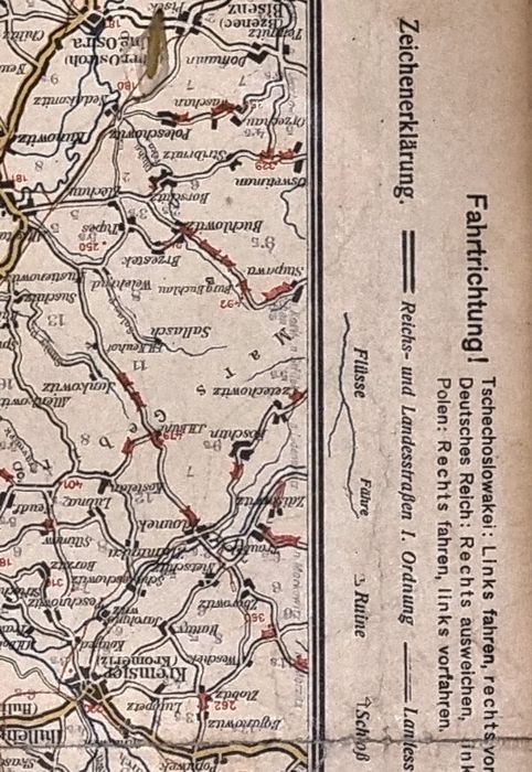 Hartă originală interbelică pe pânză Freytag & Berndt cca 1930 Germania / Europa Centrală.