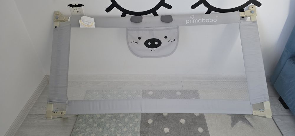 Bariera protectie culisanta pentru pat 140 cm inaltime reglabila 68-98 cm