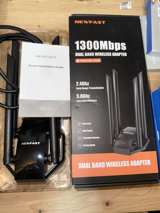 Adaptor WiFi USB NEWFAST AC1300 Mbps PC desktop NF-U329,2.4G/5G dongle