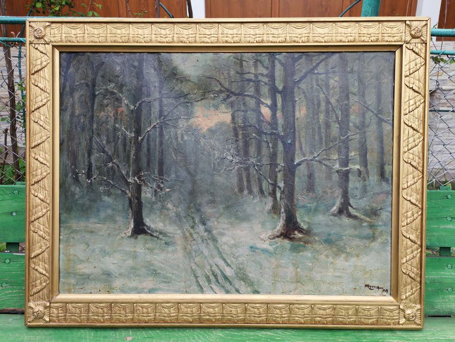 Tablou Aurel Fratila 1924 ulei pe carton dimensiune mare