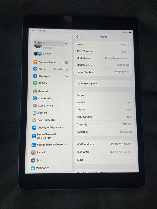 iPad 9th Gen 256gb (2021)
