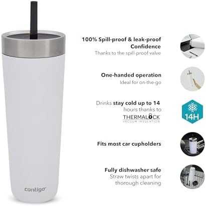 Нова Contigo термочаша 720мл без разливане вакуумна неръждаема 14 часа