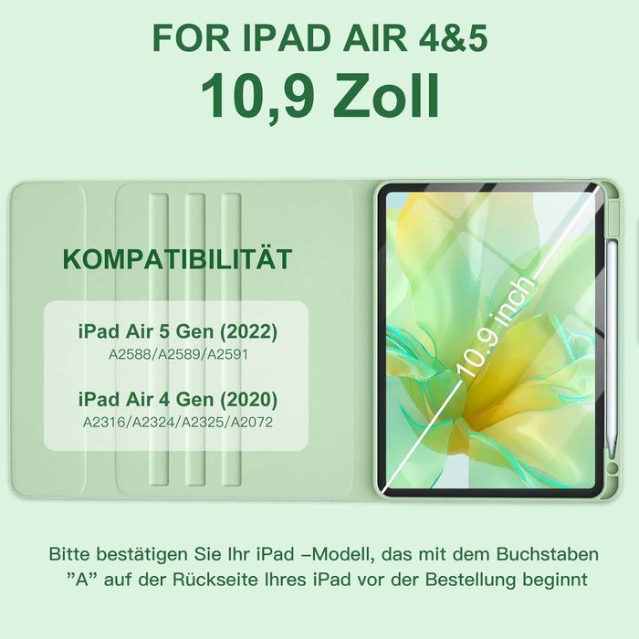 Husă Vobafe tastatură iPad Air 5 2022/Air 4 2020(10,9 inchi),QWERTZ