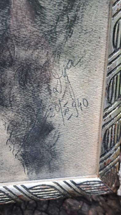 Tablou vechi carbune pe hartie