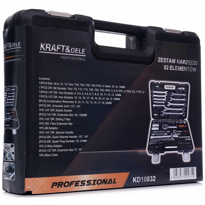 Trusa de scule, set chei pentru ateliere, 82 piese, Kraft