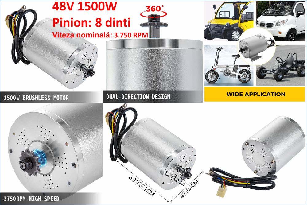 Motor bicicleta electrica DC 48V 1500W 1800W, 48V/60V 2000W. Nou!